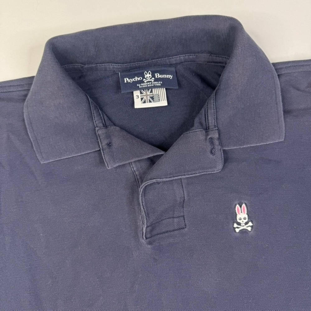 Psycho‎ Bunny Polo Shirt Mens Size 3 Small Navy Blue Short Sleeve Logo